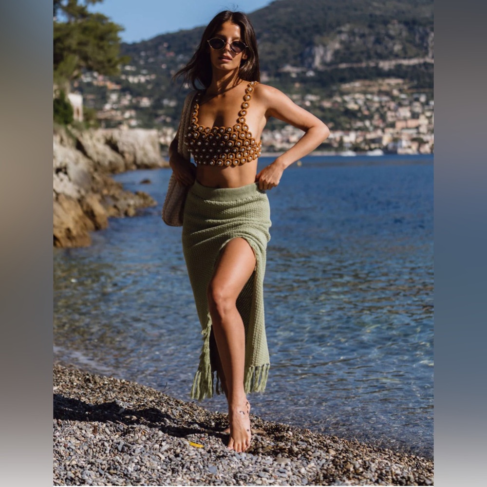 12th Tribe Green Midi Skirt